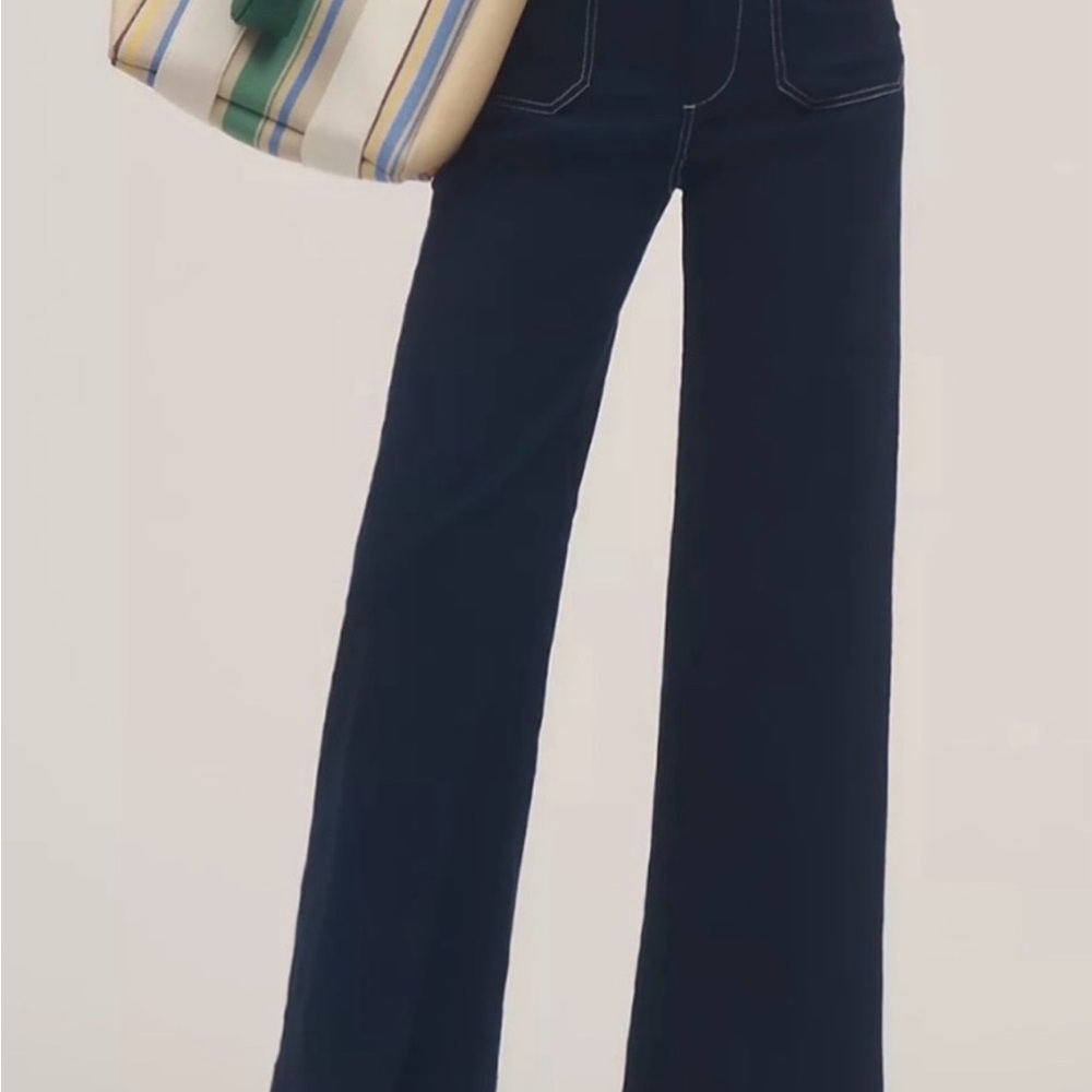 Maeve The Colette Navy Wide-Leg High-Rise Jeans size 34